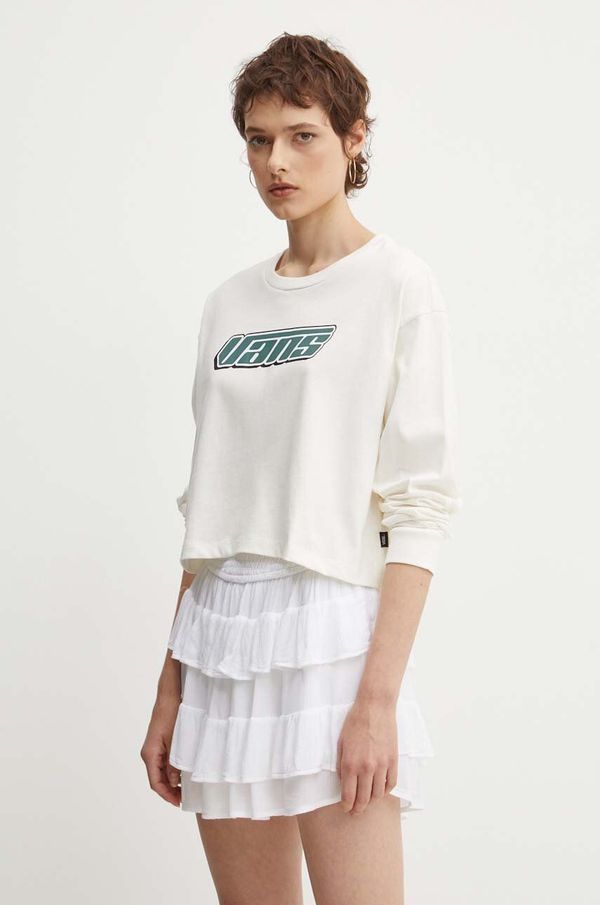 Vans Pamučna majica dugih rukava Vans boja: bež, VN000J4KFS81