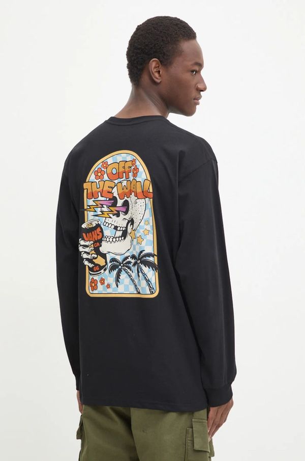 Vans Pamučna majica dugih rukava Vans boja: crna, s tiskom, VN000KHSBLK1