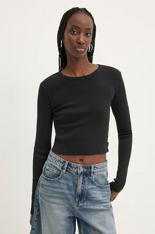 Vans Pamučna majica dugih rukava Vans boja: crna, VN000HHWBLK1