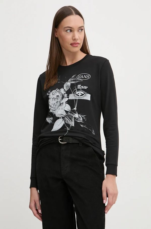 Vans Pamučna majica dugih rukava Vans boja: crna, VN000JUGBLK1