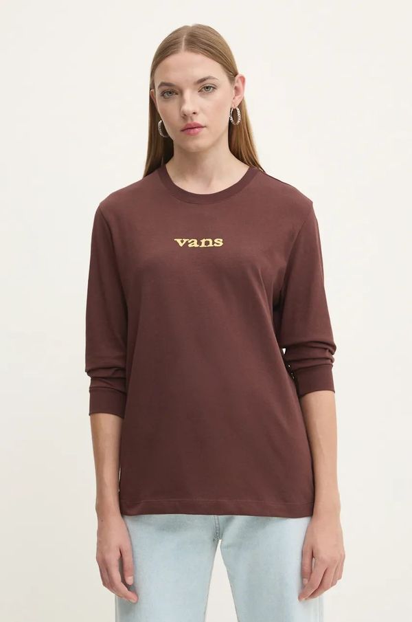 Vans Pamučna majica dugih rukava Vans boja: smeđa, VN000HJ17YO1