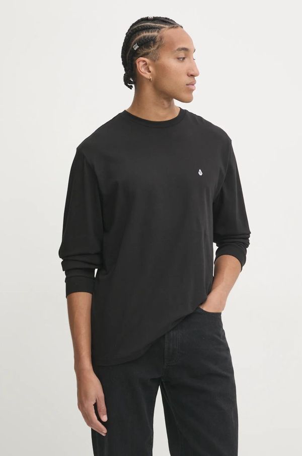 Volcom Pamučna majica dugih rukava Volcom boja: crna, bez uzorka, A3632406