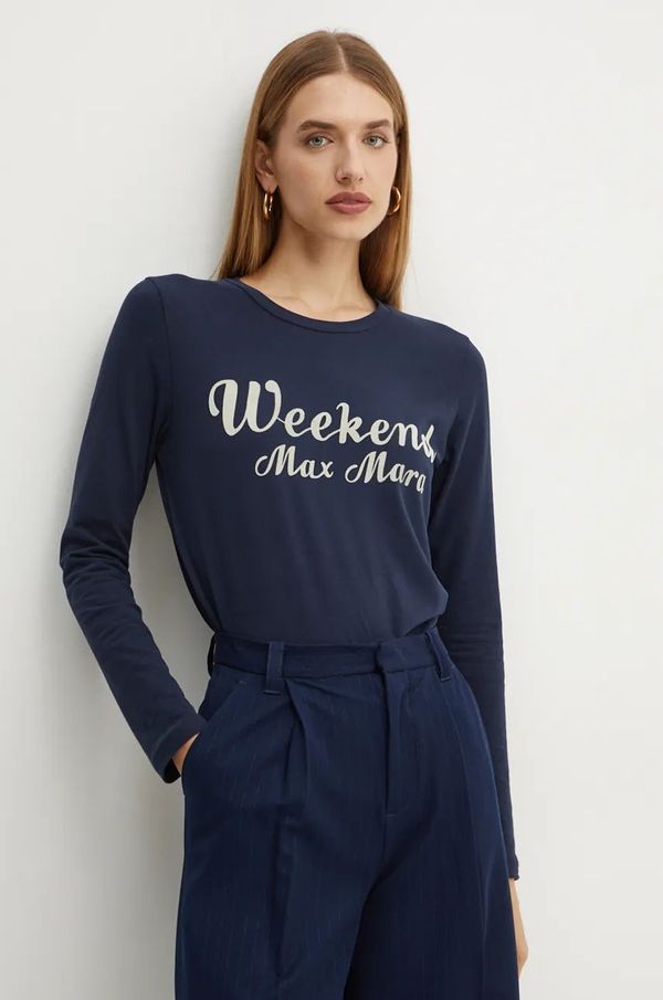 Weekend Max Mara Pamučna majica dugih rukava Weekend Max Mara boja: tamno plava, 2425946022600