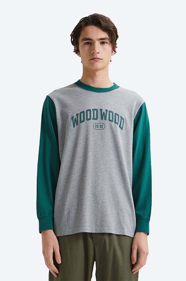 Wood Wood Pamučna majica dugih rukava Wood Wood Mark IVY Longsleeve boja: siva, s tiskom, 12135401.2489-WHITE