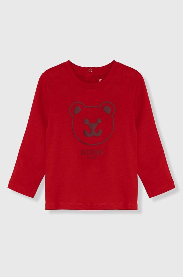 Guess Pamučna majica dugih rukava za bebe Guess boja: crvena, s tiskom, I4YI01 K8HM4