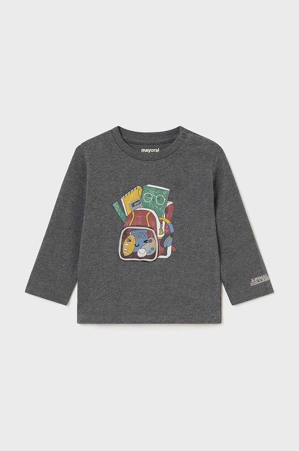 Mayoral Pamučna majica dugih rukava za bebe Mayoral boja: siva, s tiskom, 2033