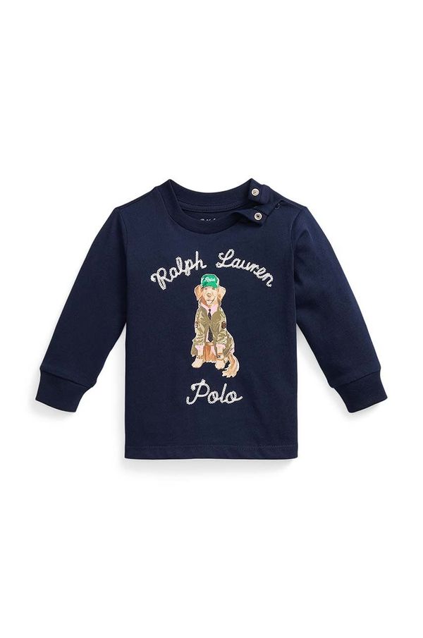 Polo Ralph Lauren Pamučna majica dugih rukava za bebe Polo Ralph Lauren boja: tamno plava, s tiskom, 320953576001