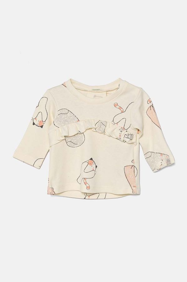 United Colors of Benetton Pamučna majica dugih rukava za bebe United Colors of Benetton boja: bež, 3VDDA1059
