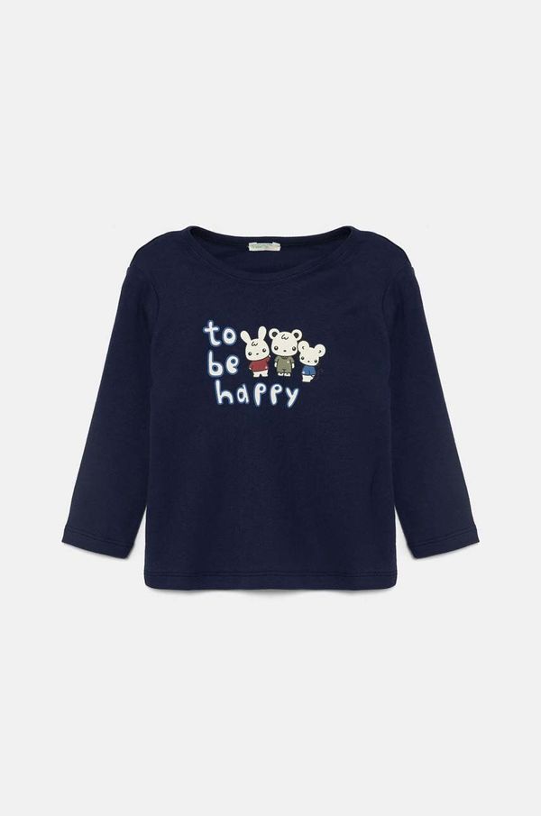 United Colors of Benetton Pamučna majica dugih rukava za bebe United Colors of Benetton boja: tamno plava, 3I9WA1057