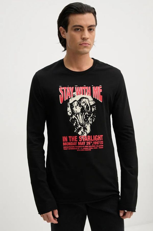 Zadig&Voltaire Pamučna majica dugih rukava ZADIG&VOLTAIRE boja: crna, s tiskom, JMTS00653