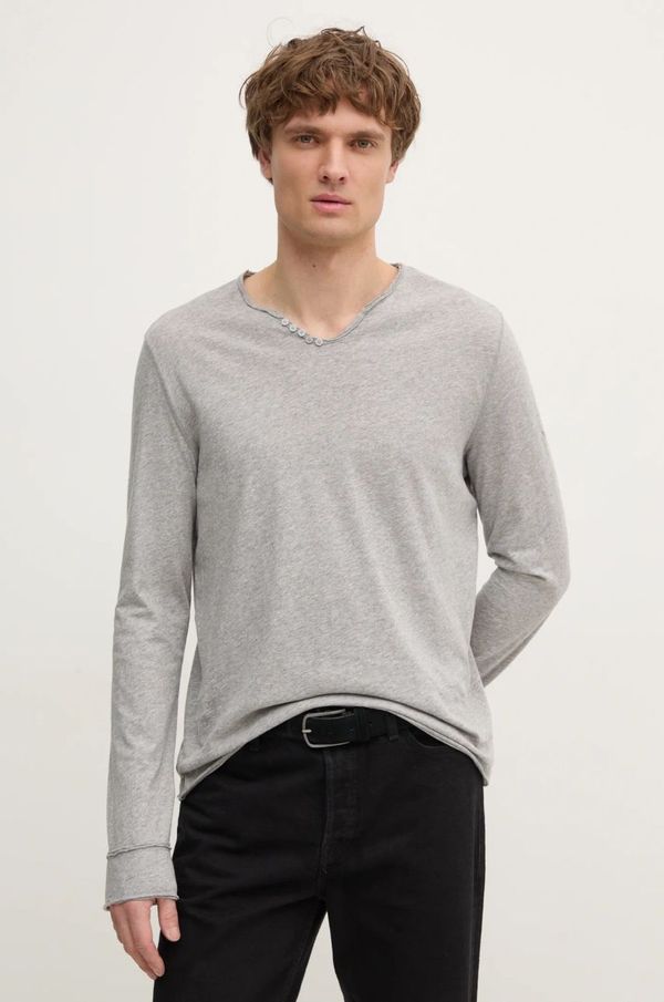 Zadig&Voltaire Pamučna majica dugih rukava ZADIG&VOLTAIRE boja: siva, melanž, JMTN01630