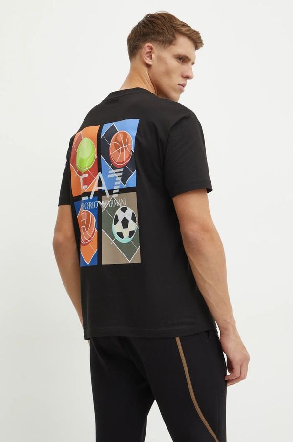 EA7 Emporio Armani Pamučna majica EA7 Emporio Armani za muškarce, boja: crna, s tiskom, AF11970.7M000009
