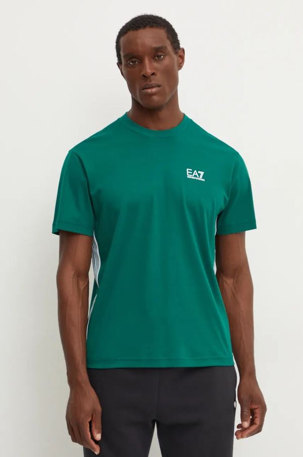 EA7 Emporio Armani Pamučna majica EA7 Emporio Armani za muškarce, boja: zelena, s uzorkom, PJOLZ.6DPT19