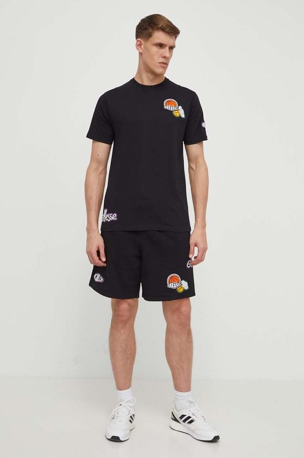 Ellesse Pamučna majica Ellesse Boretto T-Shirt za muškarce, boja: crna, s tiskom, SHV20120