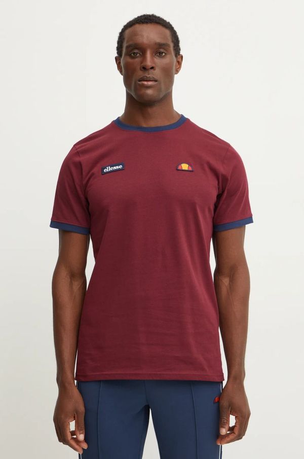 Ellesse Pamučna majica Ellesse FERDORINI za muškarce, boja: bordo, s aplikacijom, SHR12637