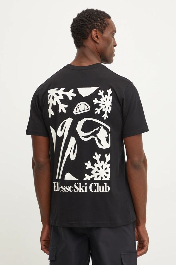 Ellesse Pamučna majica Ellesse SKISETTA za muškarce, boja: crna, s tiskom, SHX20961