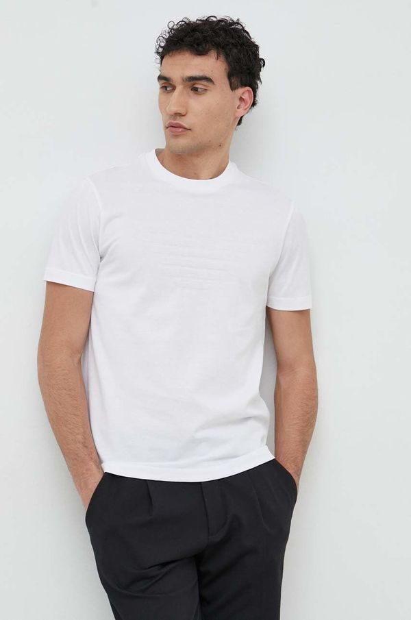 Emporio Armani Pamučna majica Emporio Armani boja: bijela, s aplikacijom
