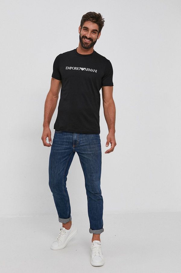 Emporio Armani Pamučna majica Emporio Armani boja: crna, s tiskom, 8N1TN5 1JPZZ