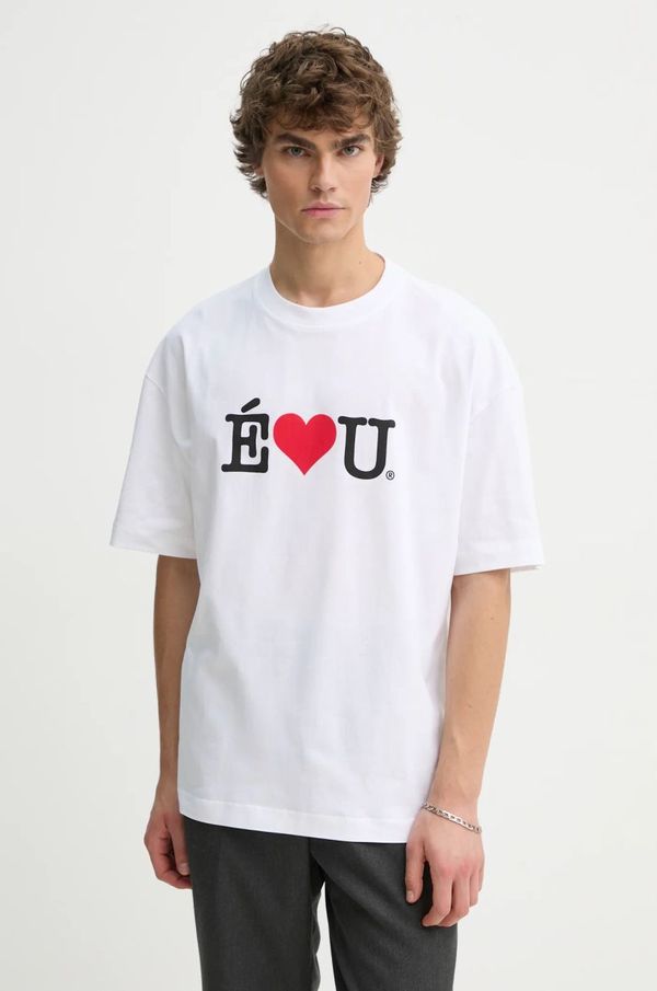 Études Studio Pamučna majica Études Studio za muškarce, boja: bijela, s tiskom, H24MMTSH138