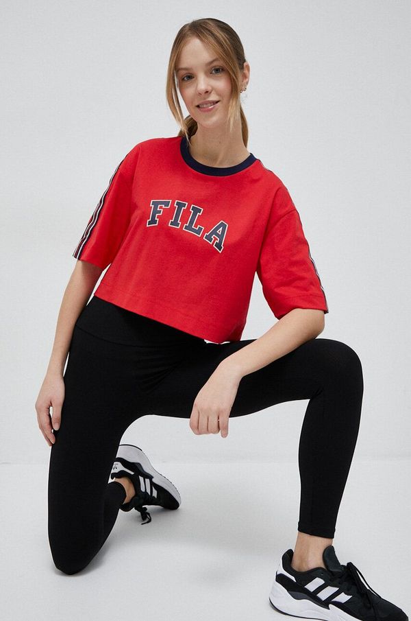 Fila Pamučna majica Fila x Hailey Bieber boja: crvena