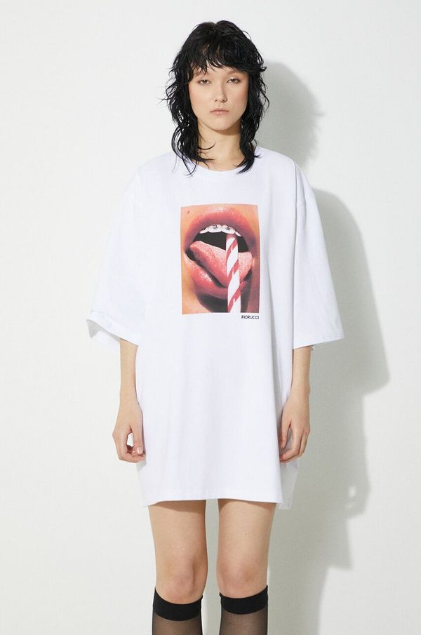 Fiorucci Pamučna majica Fiorucci Mouth Print Boxy T-Shirt za žene, boja: bijela, W01FPTSH102CJ01WH04