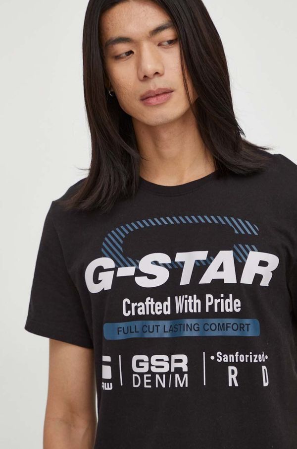 G-Star Raw Pamučna majica G-Star Raw boja: crna, s tiskom