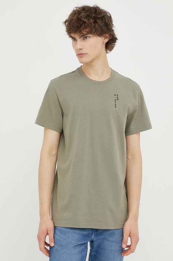 G-Star Raw Pamučna majica G-Star Raw boja: zelena, s tiskom