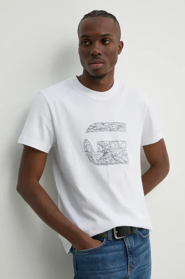 G-Star Raw Pamučna majica G-Star Raw za muškarce, boja: bijela, s tiskom, D25674-C336
