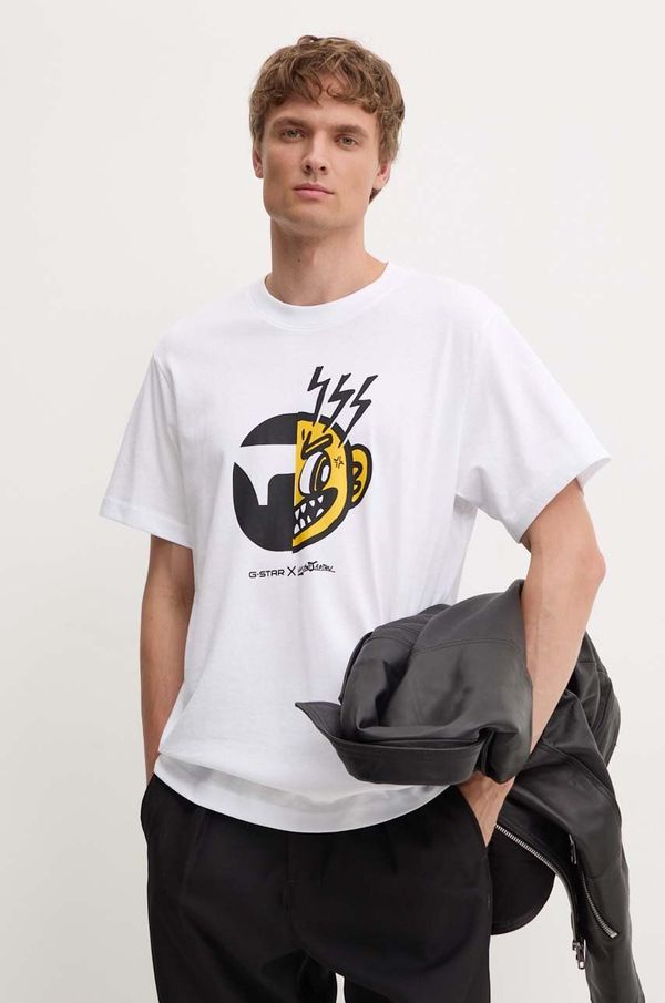 G-Star Raw Pamučna majica G-Star Raw za muškarce, boja: bijela, s tiskom, D25701-C336