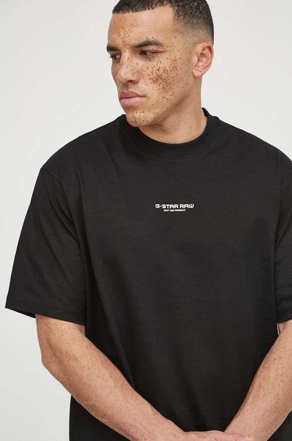 G-Star Raw Pamučna majica G-Star Raw za muškarce, boja: crna, s aplikacijom