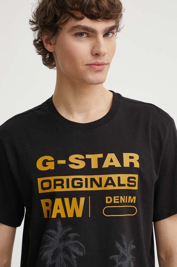 G-Star Raw Pamučna majica G-Star Raw za muškarce, boja: crna, s tiskom, D24681-336