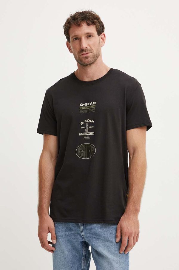 G-Star Raw Pamučna majica G-Star Raw za muškarce, boja: crna, s tiskom, D25083-C506