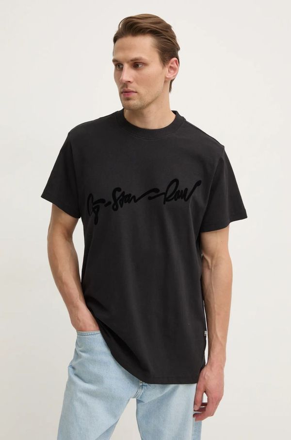 G-Star Raw Pamučna majica G-Star Raw za muškarce, boja: crna, s tiskom, D25148-C336
