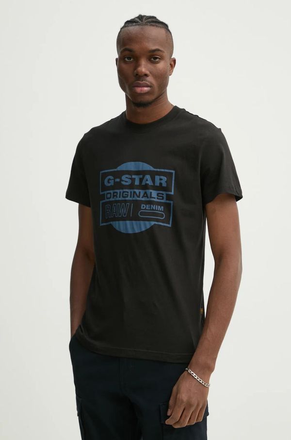 G-Star Raw Pamučna majica G-Star Raw za muškarce, boja: crna, s tiskom, D25443-8415