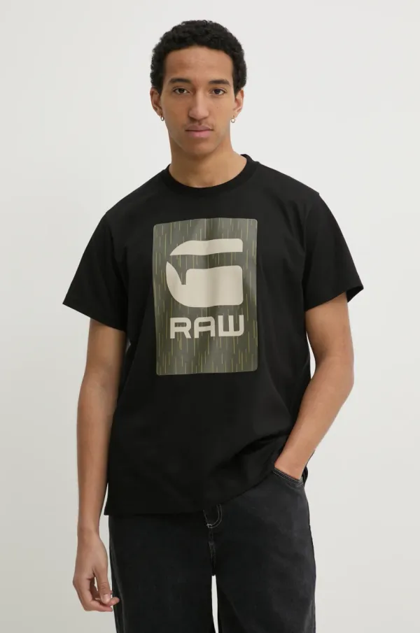 G-Star Raw Pamučna majica G-Star Raw za muškarce, boja: crna, s tiskom, D26478-C336