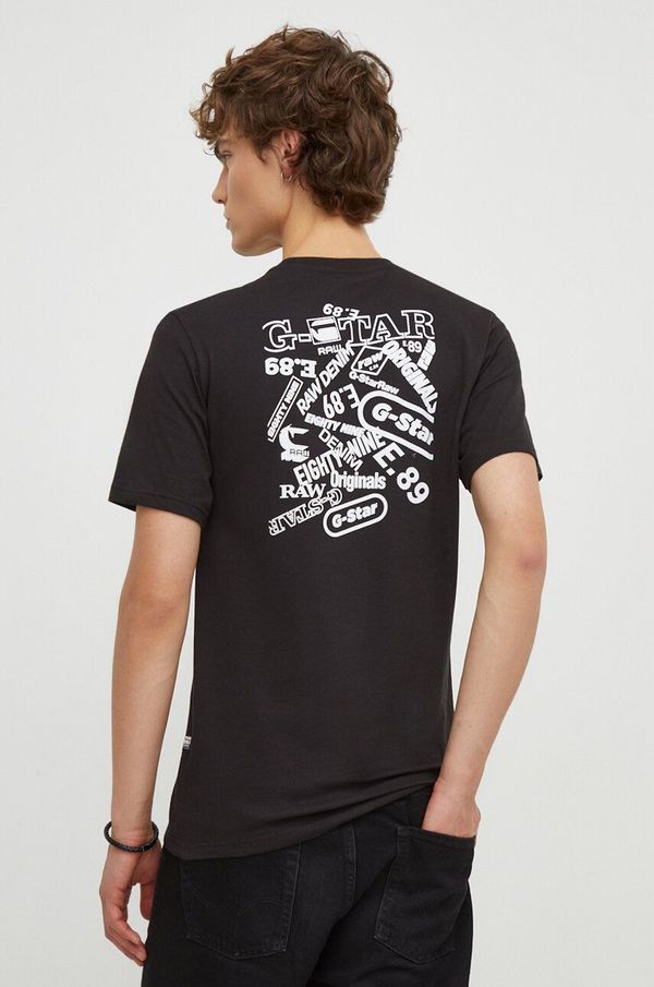 G-Star Raw Pamučna majica G-Star Raw za muškarce, boja: crna, s tiskom