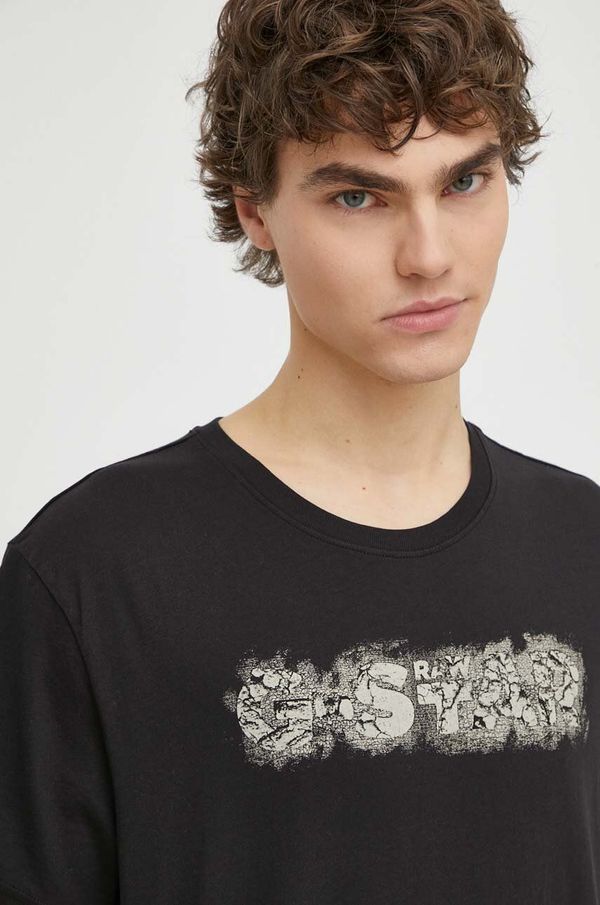 G-Star Raw Pamučna majica G-Star Raw za muškarce, boja: crna, s tiskom