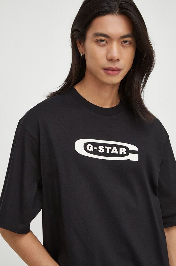 G-Star Raw Pamučna majica G-Star Raw za muškarce, boja: crna, s tiskom