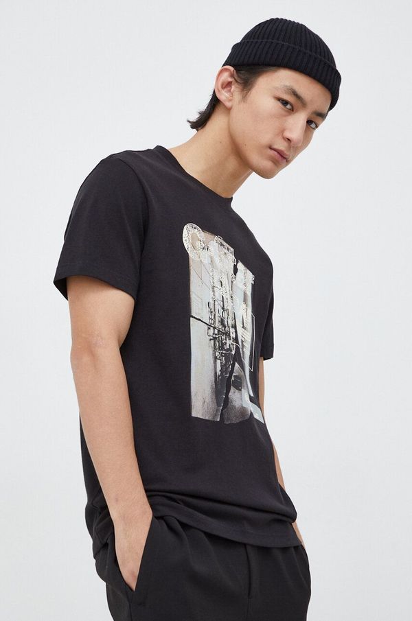 G-Star Raw Pamučna majica G-Star Raw za muškarce, boja: crna, s tiskom