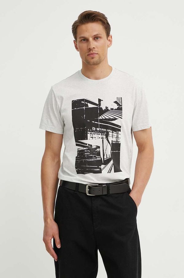 G-Star Raw Pamučna majica G-Star Raw za muškarce, boja: siva, s tiskom, D24686-336