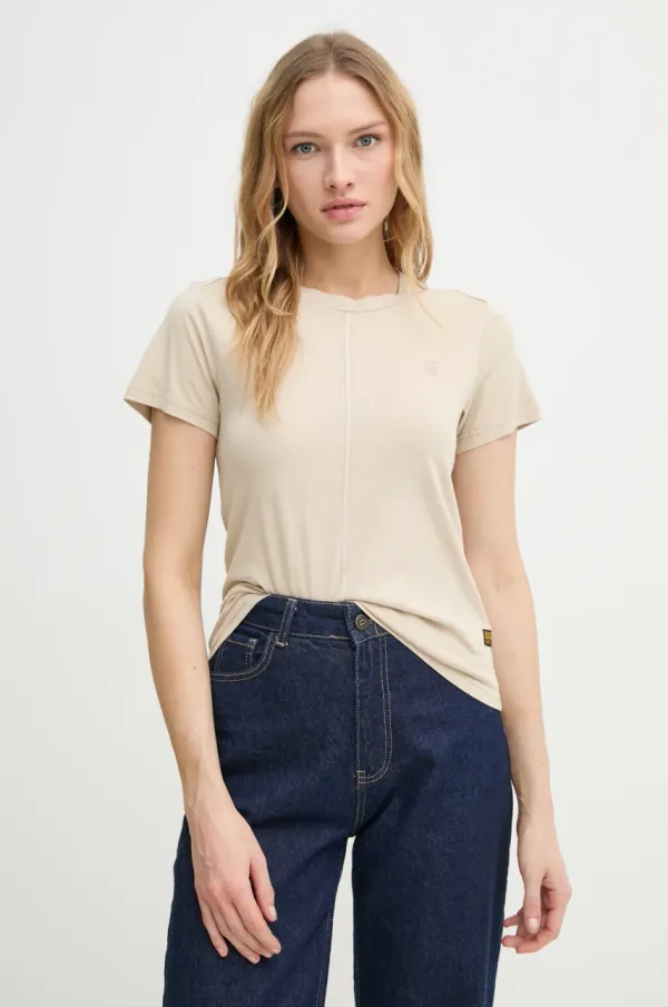 G-Star Raw Pamučna majica G-Star Raw za žene, boja: bež, D24499-B059