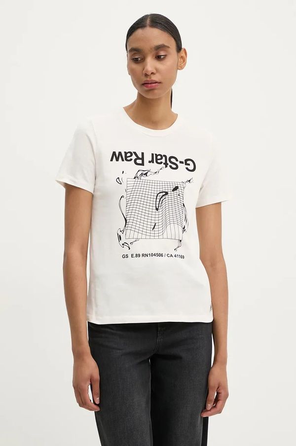 G-Star Raw Pamučna majica G-Star Raw za žene, boja: bež, D25052-D609