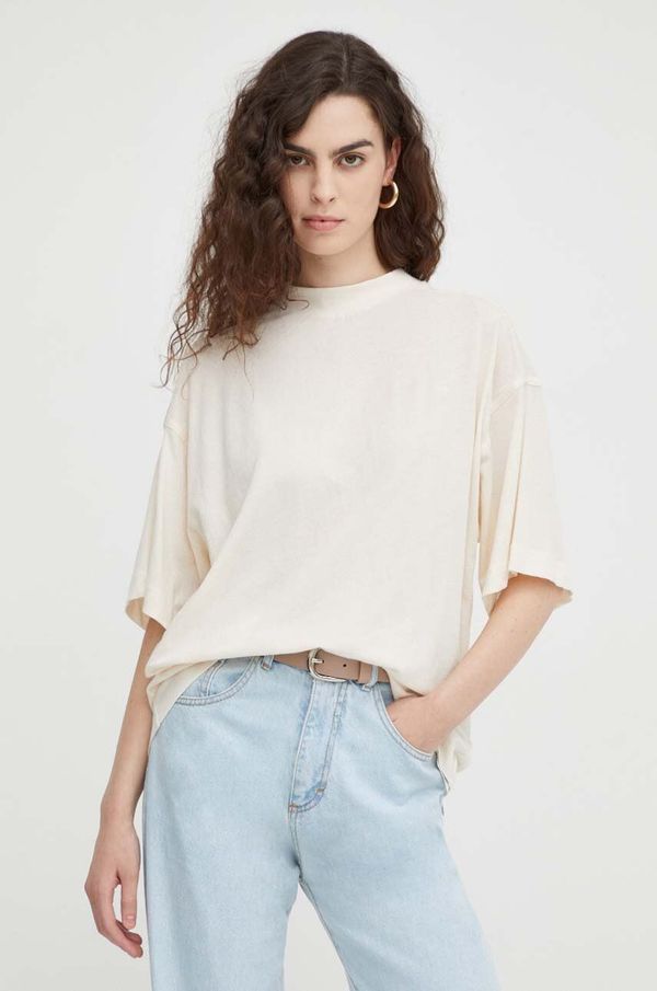 G-Star Raw Pamučna majica G-Star Raw za žene, boja: bež