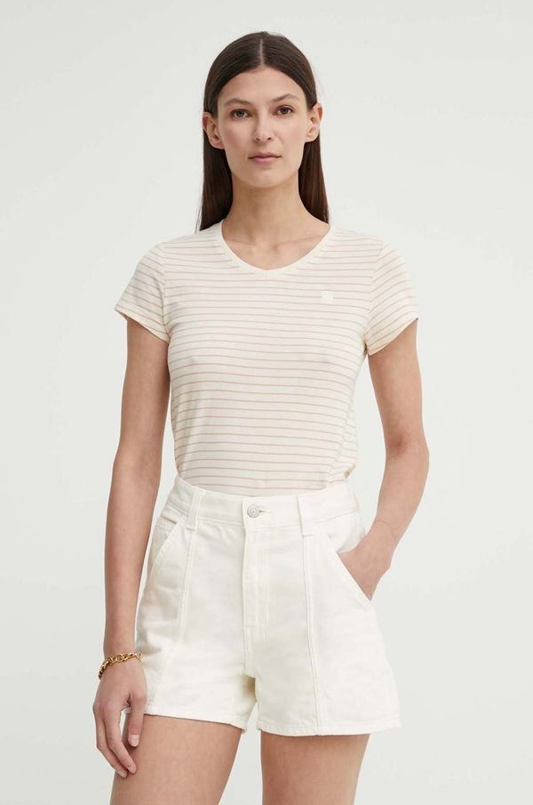 G-Star Raw Pamučna majica G-Star Raw za žene, boja: bež