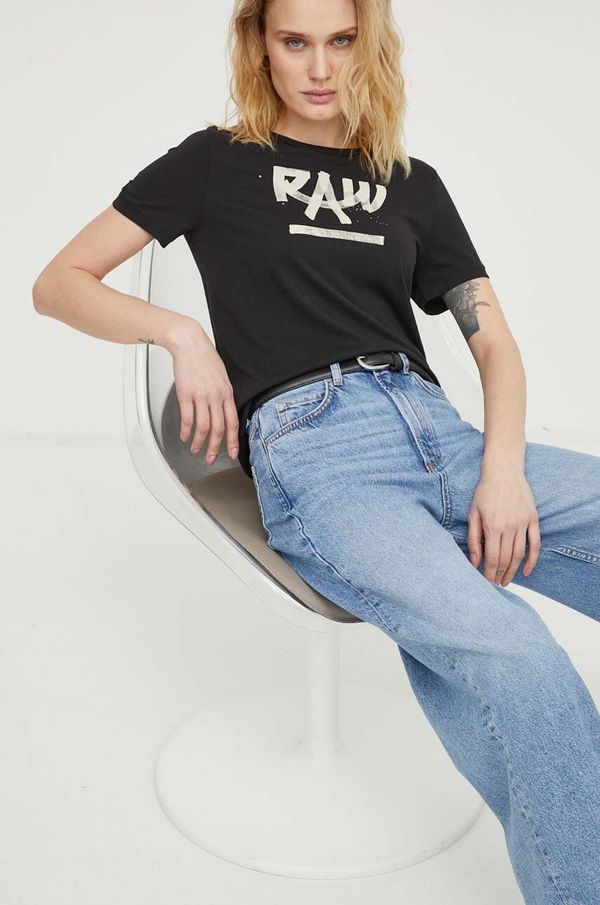 G-Star Raw Pamučna majica G-Star Raw za žene, boja: crna
