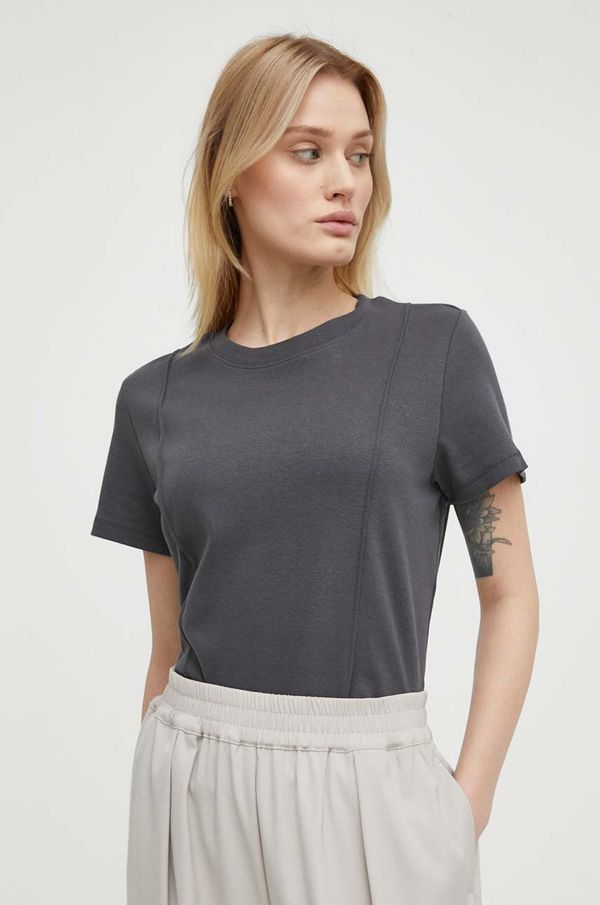 G-Star Raw Pamučna majica G-Star Raw za žene, boja: siva