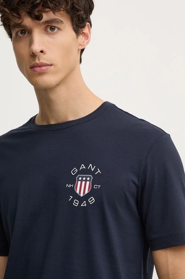 Gant Pamučna majica Gant za muškarce, boja: tamno plava, s tiskom, 2003269