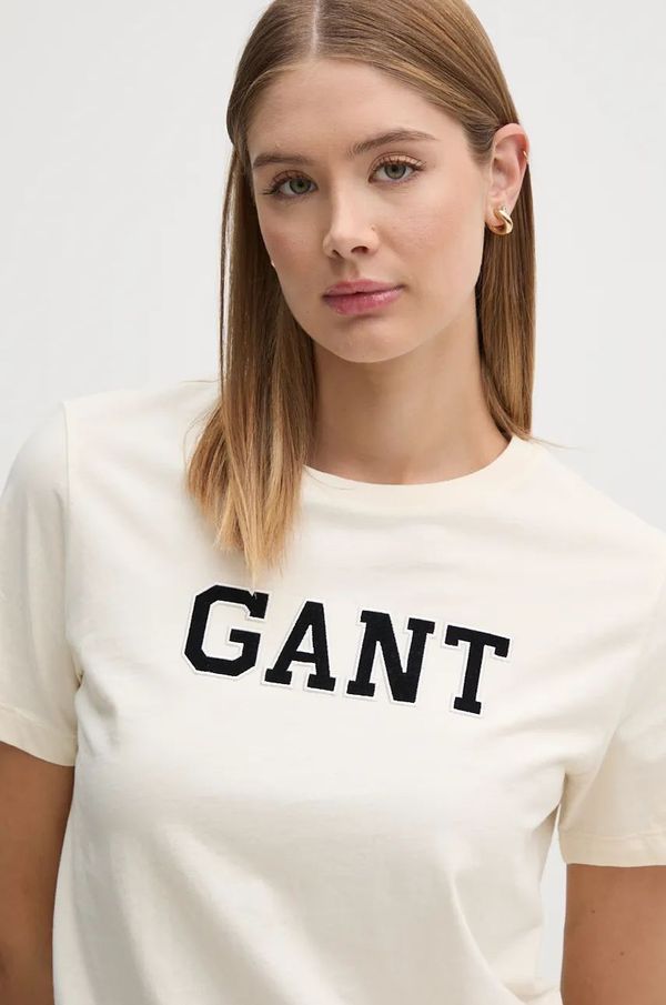 Gant Pamučna majica Gant za žene, boja: bež, 4201256