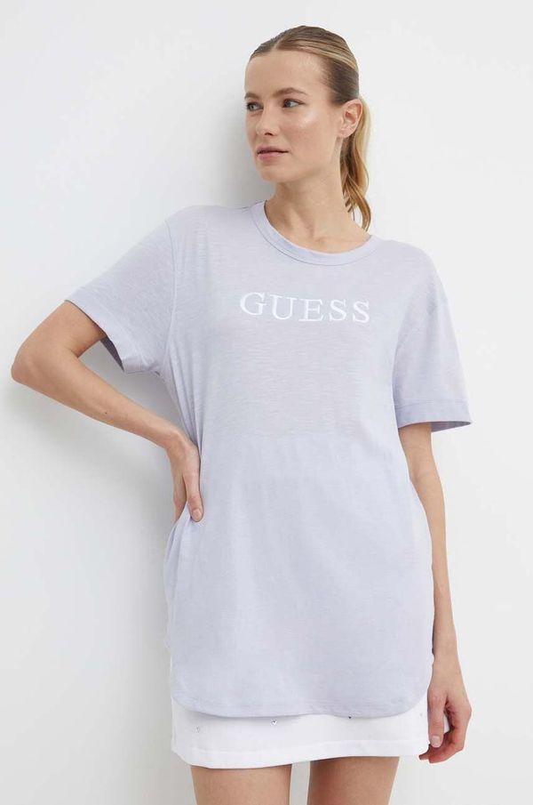 Guess Pamučna majica Guess AYLA za žene, boja: ljubičasta, V4GI06 K8G01