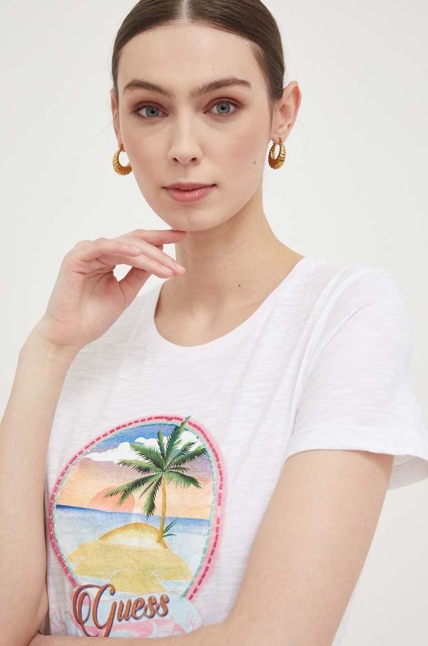 Guess Pamučna majica Guess boja: bijela